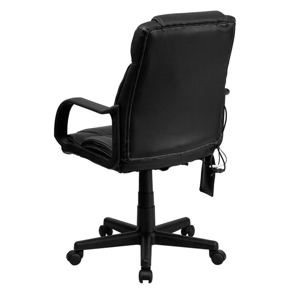 Flash Furniture Mid-Back Massaging Black Leather Executive Swivel Chair with Arms - BT-2690P-GG