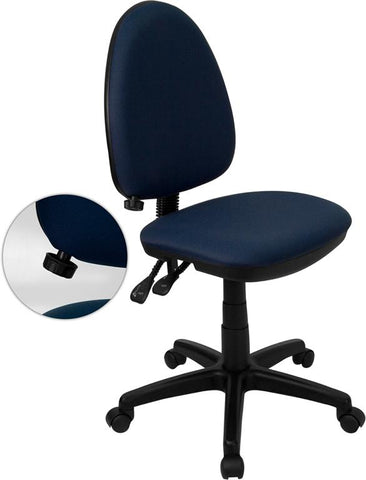 Flash Furniture Mid-Back Navy Blue Fabric Multifunction Swivel Task Chair with Adjustable Lumbar Support - WL-A654MG-NVY-GG