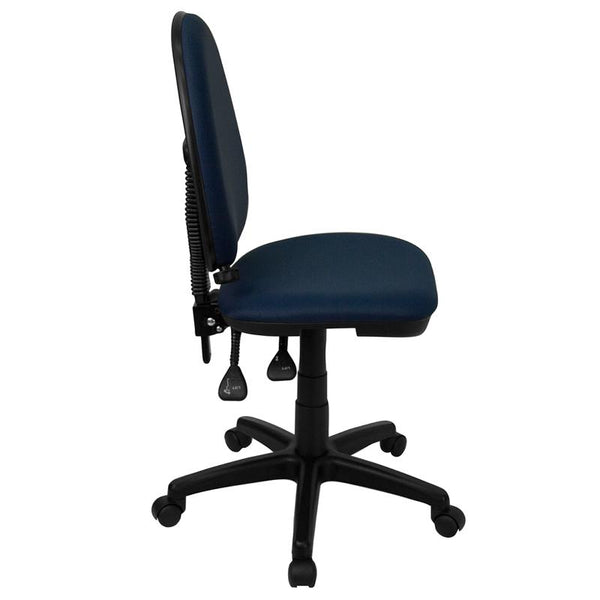 Flash Furniture Mid-Back Navy Blue Fabric Multifunction Swivel Task Chair with Adjustable Lumbar Support - WL-A654MG-NVY-GG