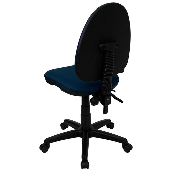 Flash Furniture Mid-Back Navy Blue Fabric Multifunction Swivel Task Chair with Adjustable Lumbar Support - WL-A654MG-NVY-GG