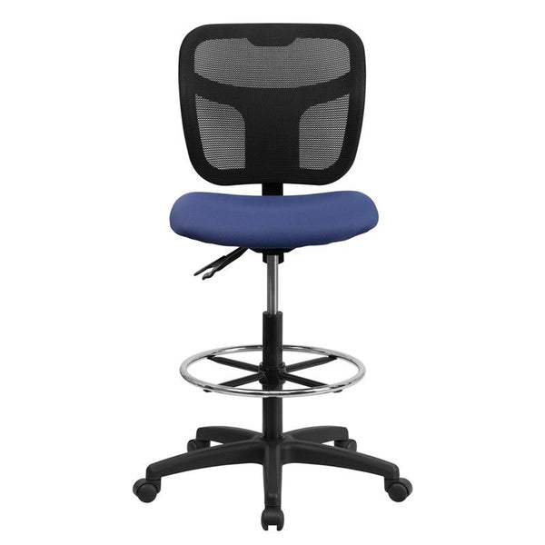 Flash Furniture Mid-Back Navy Blue Mesh Drafting Chair with Back Height Adjustment - WL-A7671SYG-NVY-D-GG