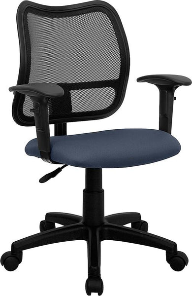 Flash Furniture Mid-Back Navy Blue Mesh Swivel Task Chair with Adjustable Arms - WL-A277-NVY-A-GG