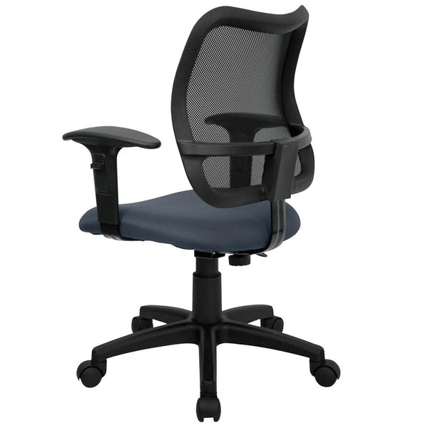 Flash Furniture Mid-Back Navy Blue Mesh Swivel Task Chair with Adjustable Arms - WL-A277-NVY-A-GG