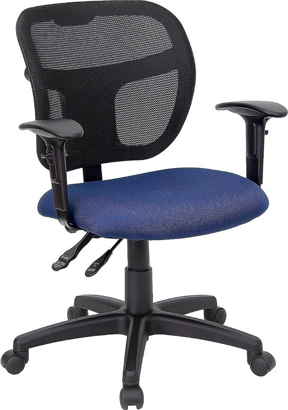 Flash Furniture Mid-Back Navy Blue Mesh Swivel Task Chair with Back Height Adjustment and Adjustable Arms - WL-A7671SYG-NVY-A-GG