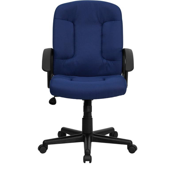 Flash Furniture Mid-Back Navy Fabric Executive Swivel Chair with Nylon Arms - GO-ST-6-NVY-GG