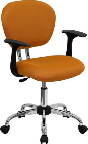 Flash Furniture Mid-Back Orange Mesh Padded Swivel Task Chair with Chrome Base and Arms - H-2376-F-ORG-ARMS-GG