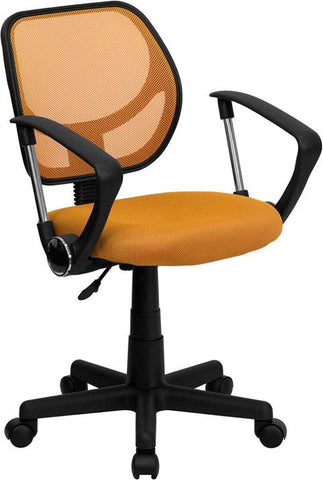 Flash Furniture Mid-Back Orange Mesh Swivel Task Chair with Arms - WA-3074-OR-A-GG