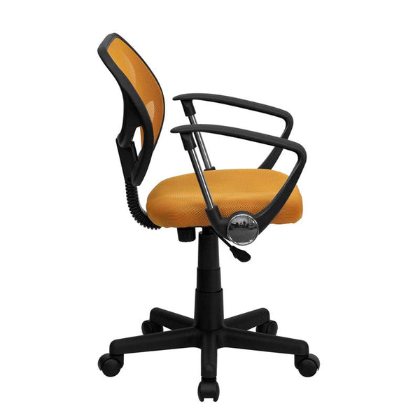 Flash Furniture Mid-Back Orange Mesh Swivel Task Chair with Arms - WA-3074-OR-A-GG
