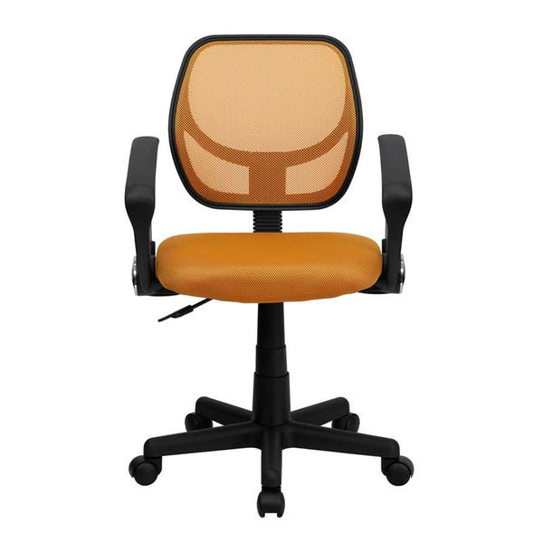 Flash Furniture Mid-Back Orange Mesh Swivel Task Chair with Arms - WA-3074-OR-A-GG