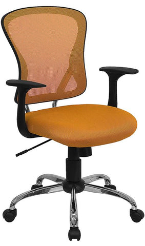 Flash Furniture Mid-Back Orange Mesh Swivel Task Chair with Chrome Base and Arms - H-8369F-ORG-GG