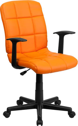 Flash Furniture Mid-Back Orange Quilted Vinyl Swivel Task Chair with Arms - GO-1691-1-ORG-A-GG