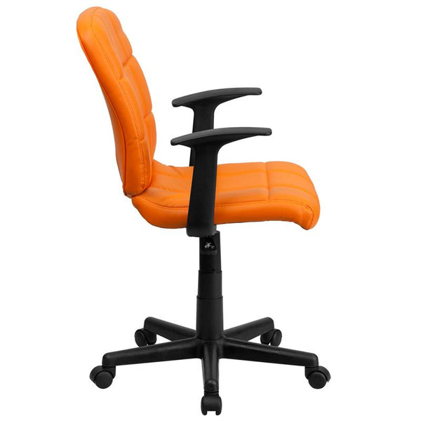 Flash Furniture Mid-Back Orange Quilted Vinyl Swivel Task Chair with Arms - GO-1691-1-ORG-A-GG