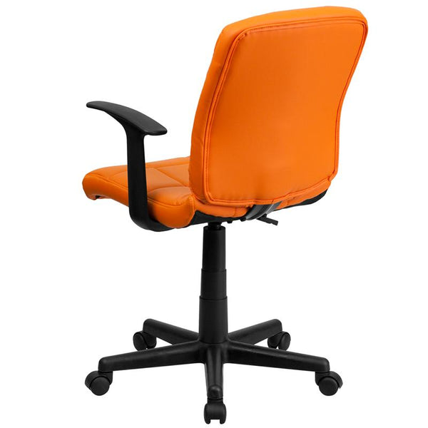 Flash Furniture Mid-Back Orange Quilted Vinyl Swivel Task Chair with Arms - GO-1691-1-ORG-A-GG