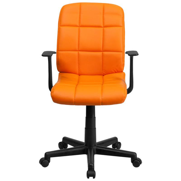 Flash Furniture Mid-Back Orange Quilted Vinyl Swivel Task Chair with Arms - GO-1691-1-ORG-A-GG