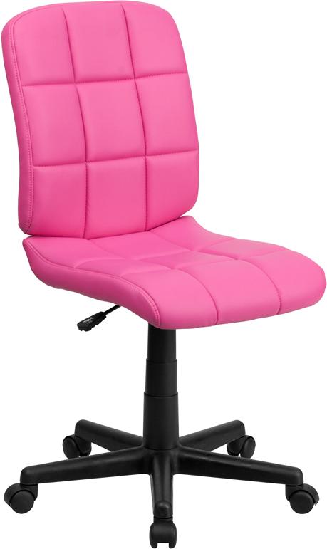 Flash Furniture Mid-Back Pink Quilted Vinyl Swivel Task Chair - GO-1691-1-PINK-GG