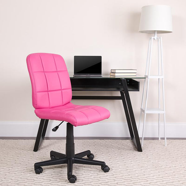 Flash Furniture Mid-Back Pink Quilted Vinyl Swivel Task Chair - GO-1691-1-PINK-GG