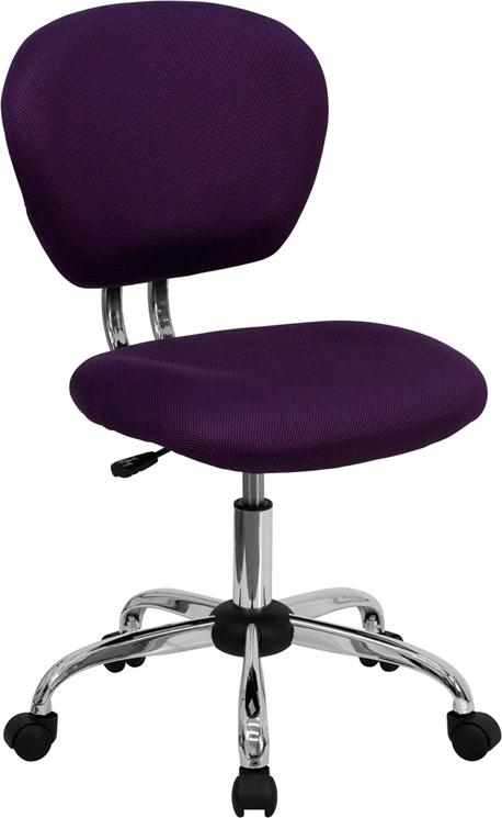 Flash Furniture Mid-Back Purple Mesh Padded Swivel Task Chair with Chrome Base - H-2376-F-PUR-GG