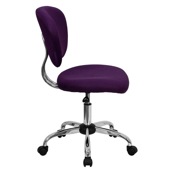 Flash Furniture Mid-Back Purple Mesh Padded Swivel Task Chair with Chrome Base - H-2376-F-PUR-GG