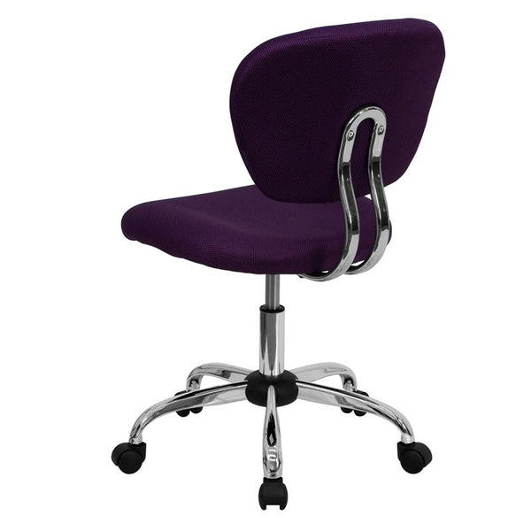 Flash Furniture Mid-Back Purple Mesh Padded Swivel Task Chair with Chrome Base - H-2376-F-PUR-GG