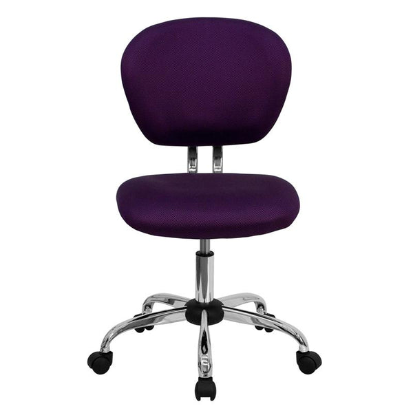 Flash Furniture Mid-Back Purple Mesh Padded Swivel Task Chair with Chrome Base - H-2376-F-PUR-GG