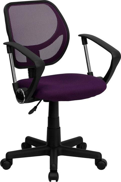 Flash Furniture Mid-Back Purple Mesh Swivel Task Chair with Arms - WA-3074-PUR-A-GG