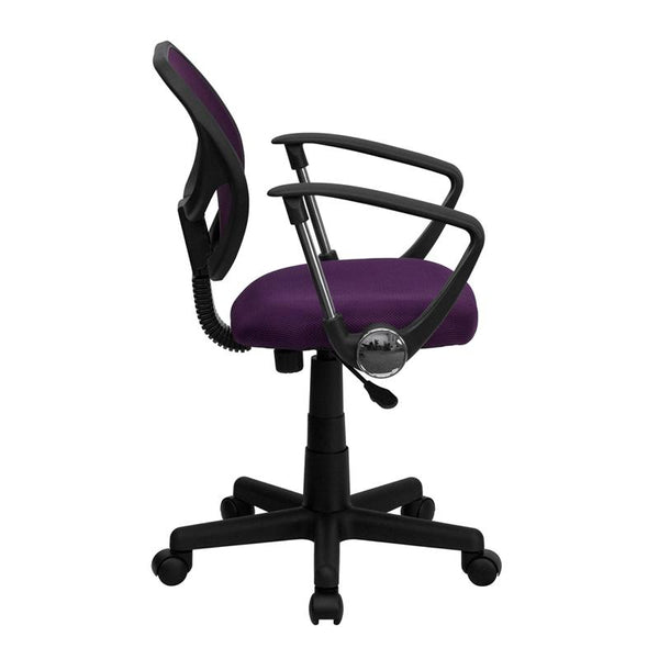 Flash Furniture Mid-Back Purple Mesh Swivel Task Chair with Arms - WA-3074-PUR-A-GG