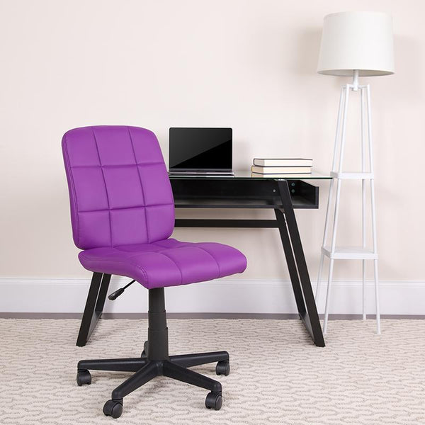 Flash Furniture Mid-Back Purple Quilted Vinyl Swivel Task Chair - GO-1691-1-PUR-GG