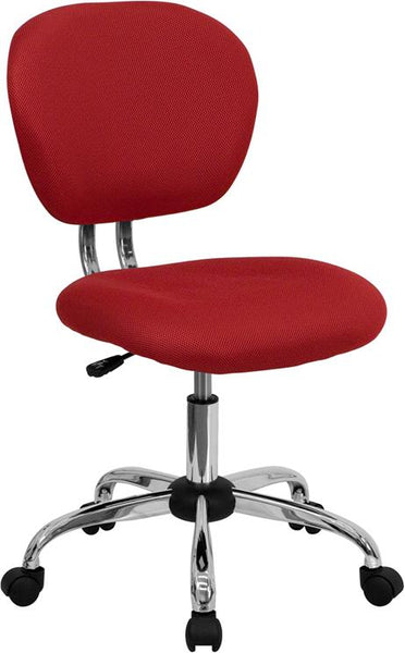 Flash Furniture Mid-Back Red Mesh Padded Swivel Task Chair with Chrome Base - H-2376-F-RED-GG