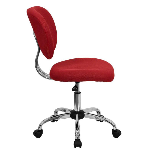 Flash Furniture Mid-Back Red Mesh Padded Swivel Task Chair with Chrome Base - H-2376-F-RED-GG