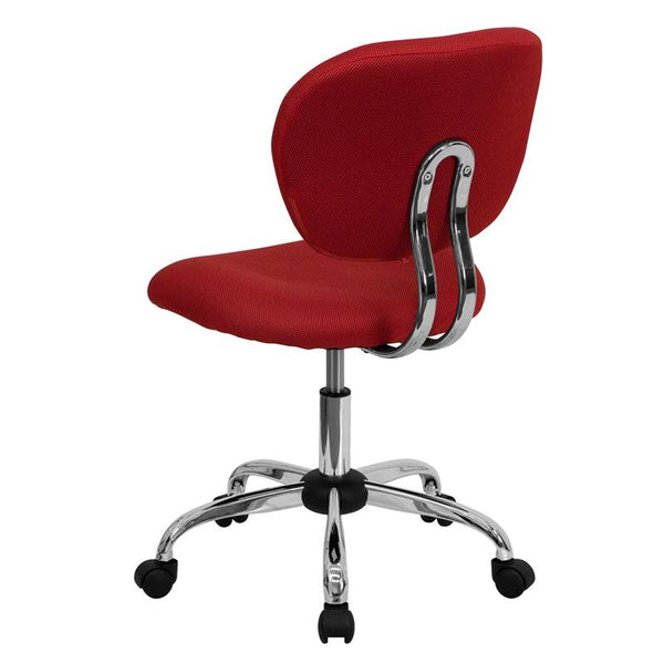 Flash Furniture Mid-Back Red Mesh Padded Swivel Task Chair with Chrome Base - H-2376-F-RED-GG