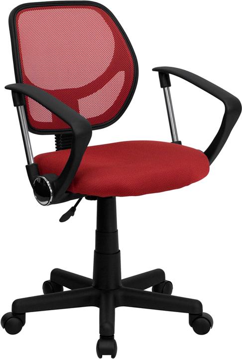 Flash Furniture Mid-Back Red Mesh Swivel Task Chair with Arms - WA-3074-RD-A-GG