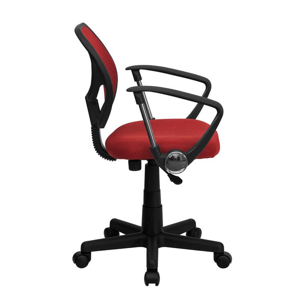 Flash Furniture Mid-Back Red Mesh Swivel Task Chair with Arms - WA-3074-RD-A-GG