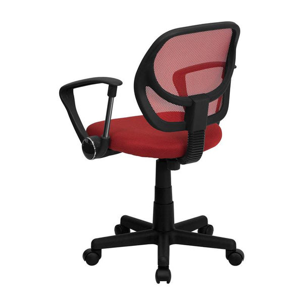 Flash Furniture Mid-Back Red Mesh Swivel Task Chair with Arms - WA-3074-RD-A-GG