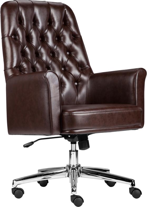 Flash Furniture Mid-Back Traditional Tufted Brown Leather Executive Swivel Chair with Arms - BT-444-MID-BN-GG