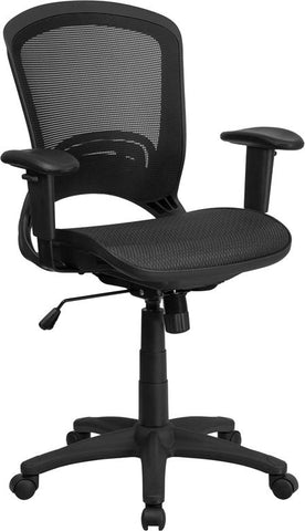 Flash Furniture Mid-Back Transparent Black Mesh Executive Swivel Chair with Adjustable Arms - HL-0007T-GG