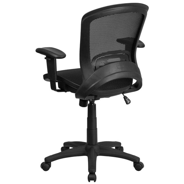 Flash Furniture Mid-Back Transparent Black Mesh Executive Swivel Chair with Adjustable Arms - HL-0007T-GG