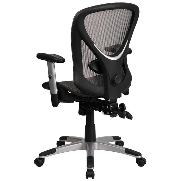 Flash Furniture Mid-Back Transparent Gray Mesh Multifunction Executive Swivel Chair with Adjustable Arms - GO-WY-136-3-GG