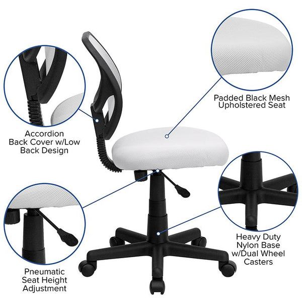 Flash Furniture Mid-Back White Mesh Swivel Task Chair - WA-3074-WHT-GG