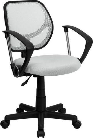 Flash Furniture Mid-Back White Mesh Swivel Task Chair with Arms - WA-3074-WHT-A-GG