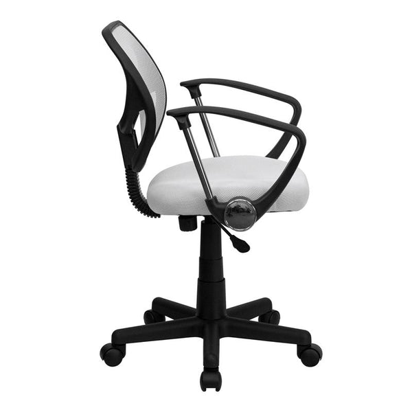 Flash Furniture Mid-Back White Mesh Swivel Task Chair with Arms - WA-3074-WHT-A-GG