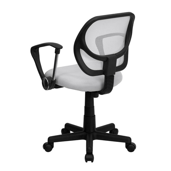 Flash Furniture Mid-Back White Mesh Swivel Task Chair with Arms - WA-3074-WHT-A-GG