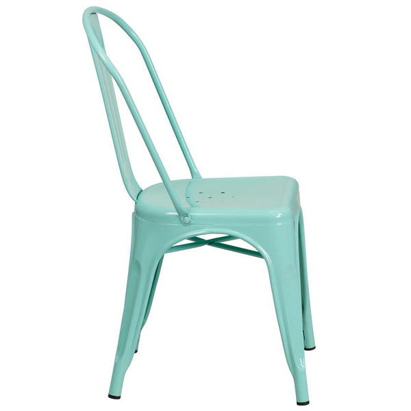 Flash Furniture Mint Green Metal Indoor-Outdoor Stackable Chair - ET-3534-MINT-GG