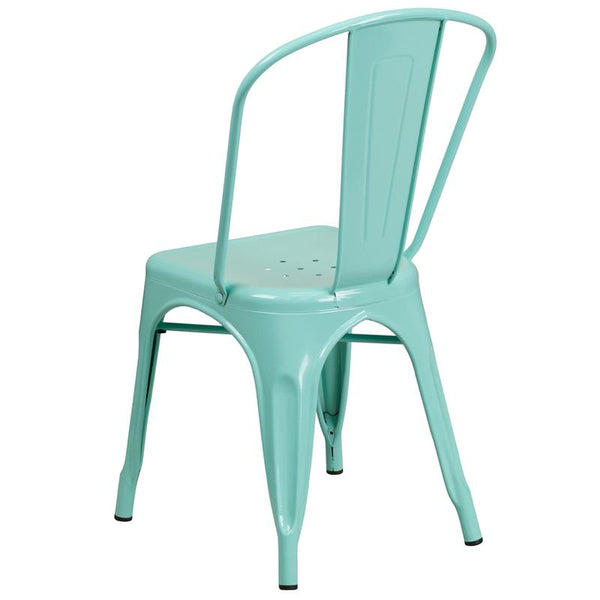 Flash Furniture Mint Green Metal Indoor-Outdoor Stackable Chair - ET-3534-MINT-GG