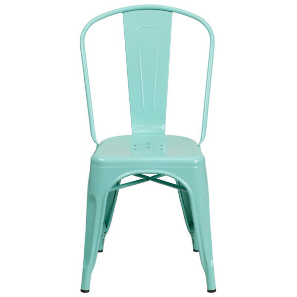 Flash Furniture Mint Green Metal Indoor-Outdoor Stackable Chair - ET-3534-MINT-GG