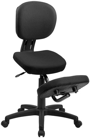 Flash Furniture Mobile Ergonomic Kneeling Posture Task Chair with Back in Black Fabric - WL-1430-GG