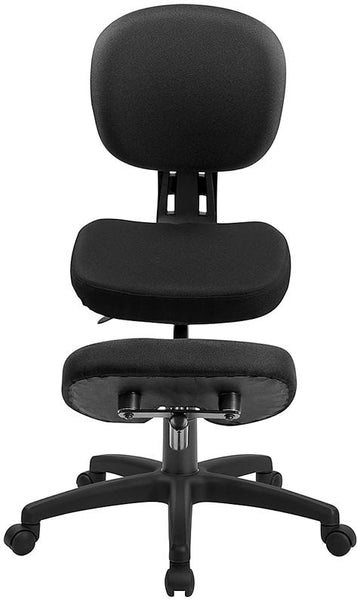 Flash Furniture Mobile Ergonomic Kneeling Posture Task Chair with Back in Black Fabric - WL-1430-GG