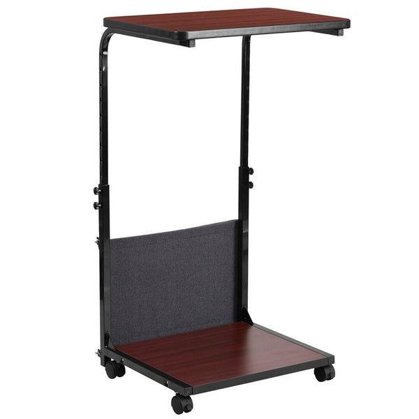 Flash Furniture Mobile Sit-Down, Stand-Up Mahogany Computer Desk with Removable Pouch (Adjustable Range 27'' - 46.5'') - MT-6288-1-GG