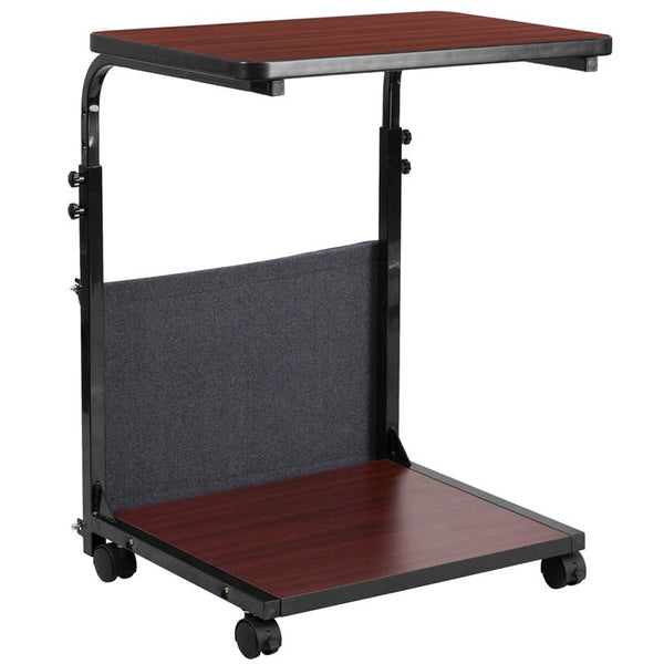 Flash Furniture Mobile Sit-Down, Stand-Up Mahogany Computer Desk with Removable Pouch (Adjustable Range 27'' - 46.5'') - MT-6288-1-GG