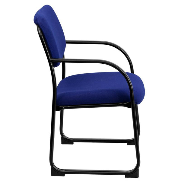 Flash Furniture Navy Fabric Executive Side Reception Chair with Sled Base - BT-508-NVY-GG