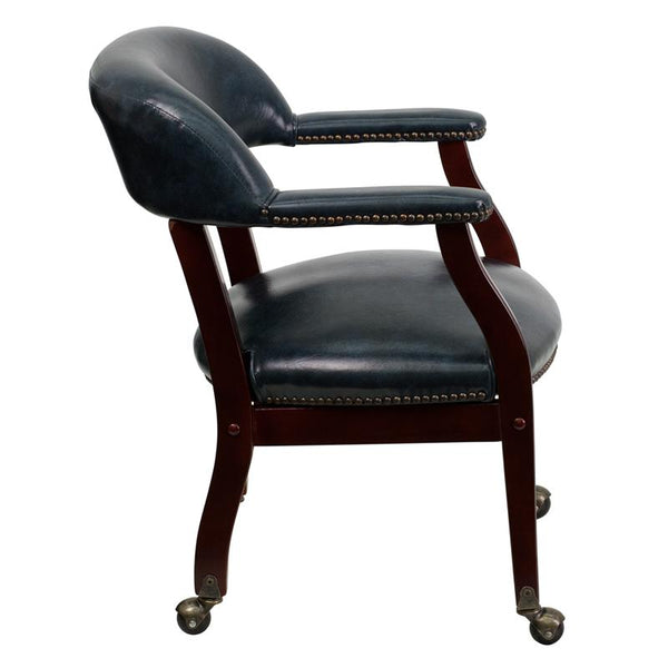 Flash Furniture Navy Vinyl Luxurious Conference Chair with Accent Nail Trim and Casters - B-Z100-NAVY-GG